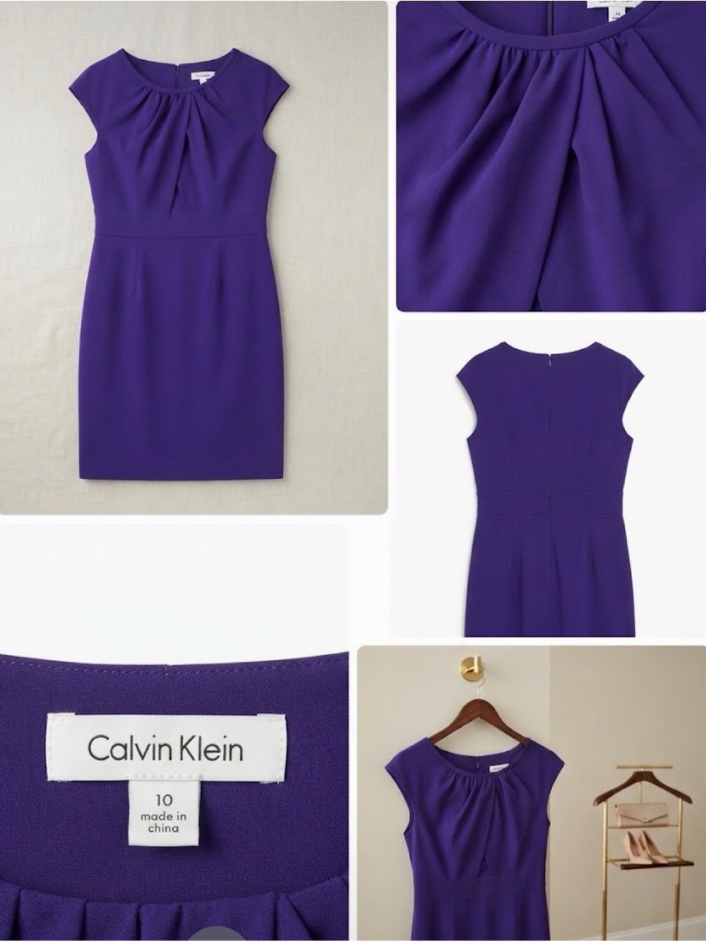 Calvin Klein Deep Purple Cap-Sleeve Sheath Dress size 10